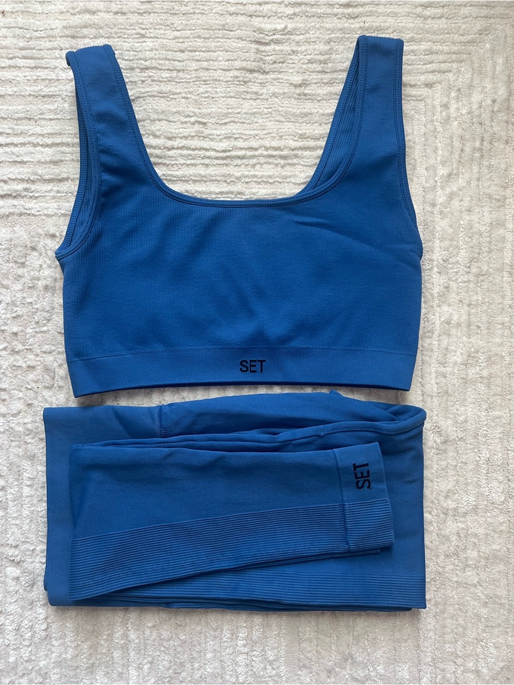 SET Active Sculpt Flex Seamless Crop Tank and Legging Set in Blue Size M